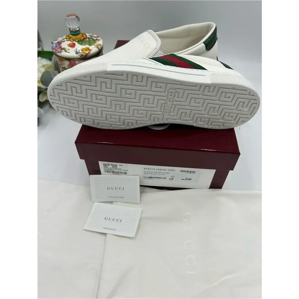 Men's Gucci ace canvas slip on sneakers with iconic web trim size 10 fits 10.5US